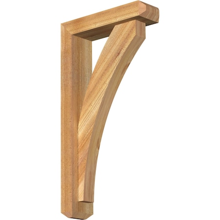 Ekena Millwork Thorton Craftsman Rough Sawn Bracket w/ Offset Brace, Western Red Cedar, 4"W x 14"D x 26"H BKT0402X14X26THR04RWR